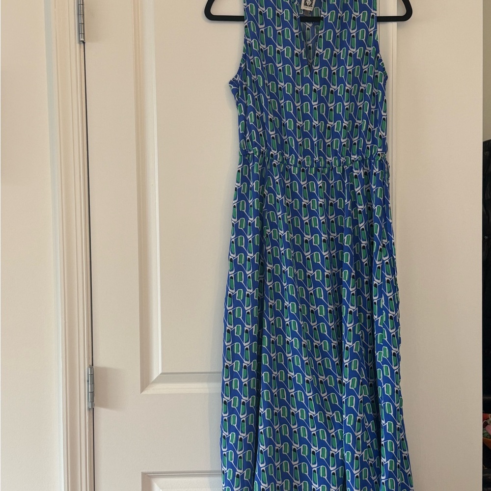 Anne Klein Blue and Green Geometric Dress
